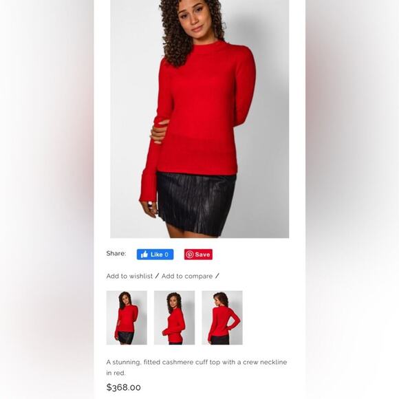 Inhabit NHBT Red cuff crewneck Cashmere sweater SZ MED - Picture 6 of 6